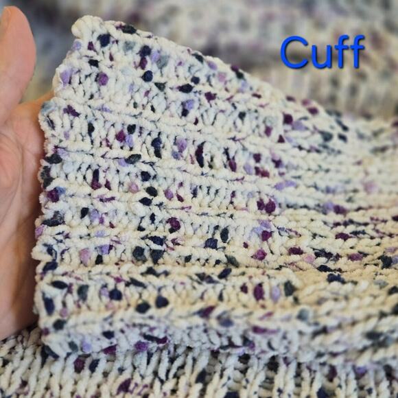 Cable and Gauge 2X Womens Sweater Pullover Knit Crew Neck White Purple Teal - Picture 7 of 8